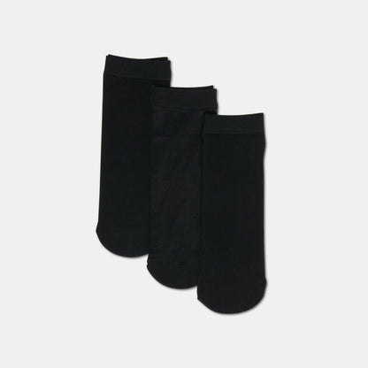 3 PACK DITSY DOT SHEER ANKLET SOCKS BLACK
