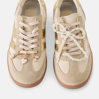 MERIT SNEAKERS WHITE GOLD LEATHER + PEARL CHARM BUNDLE