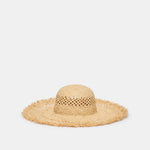 Open Weave Tan Sunhat with Frayed Edge | Dolce Vita