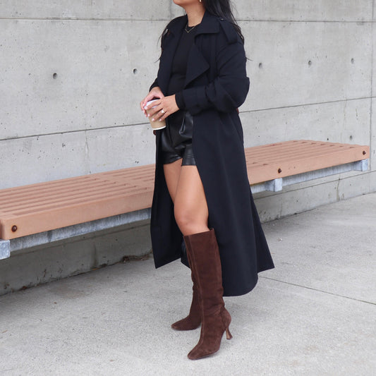 GYRA WIDE CALF BOOTS DK BROWN SUEDE
